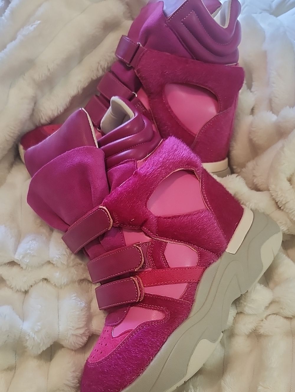 Women's Hot Pink High-Top Fashion Sneakers